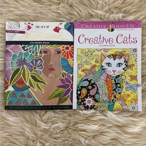 Laurel Burch Art Adult Coloring Book and Cats Set